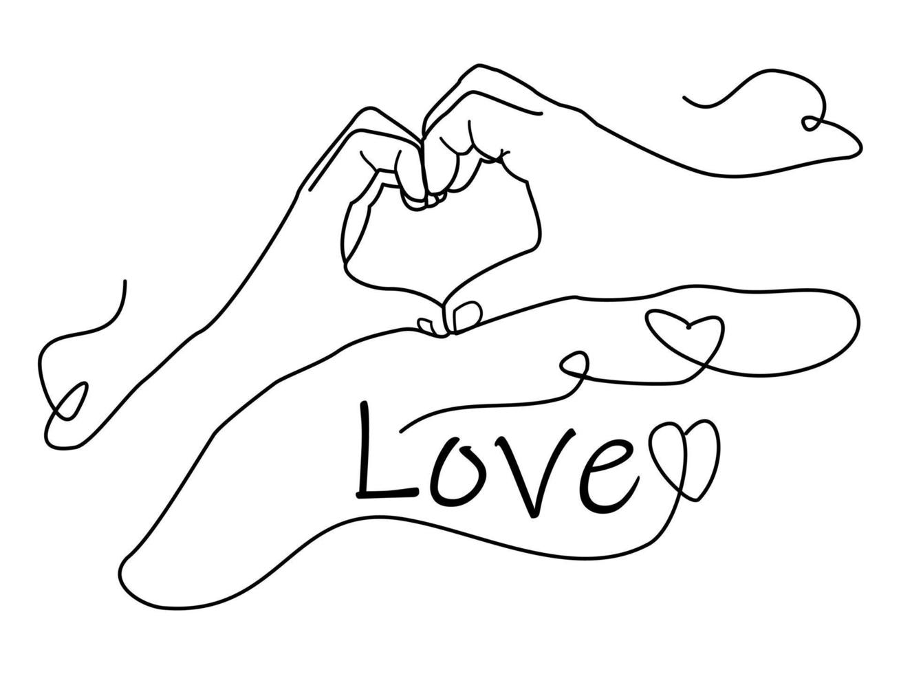 minimalism hand shape love line art design vector
