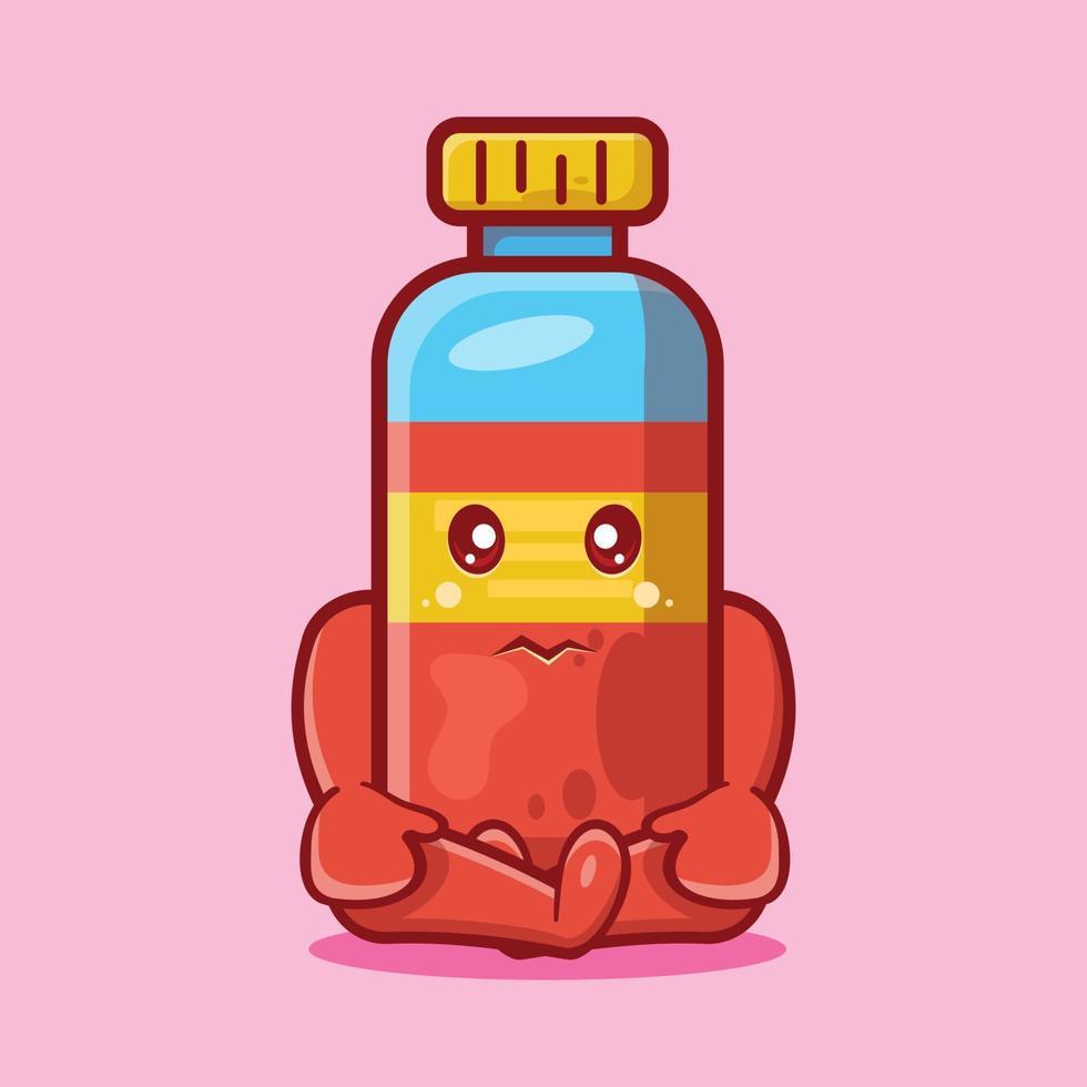 botella de jugo triste personaje mascota dibujos animados aislados en diseño de estilo plano vector
