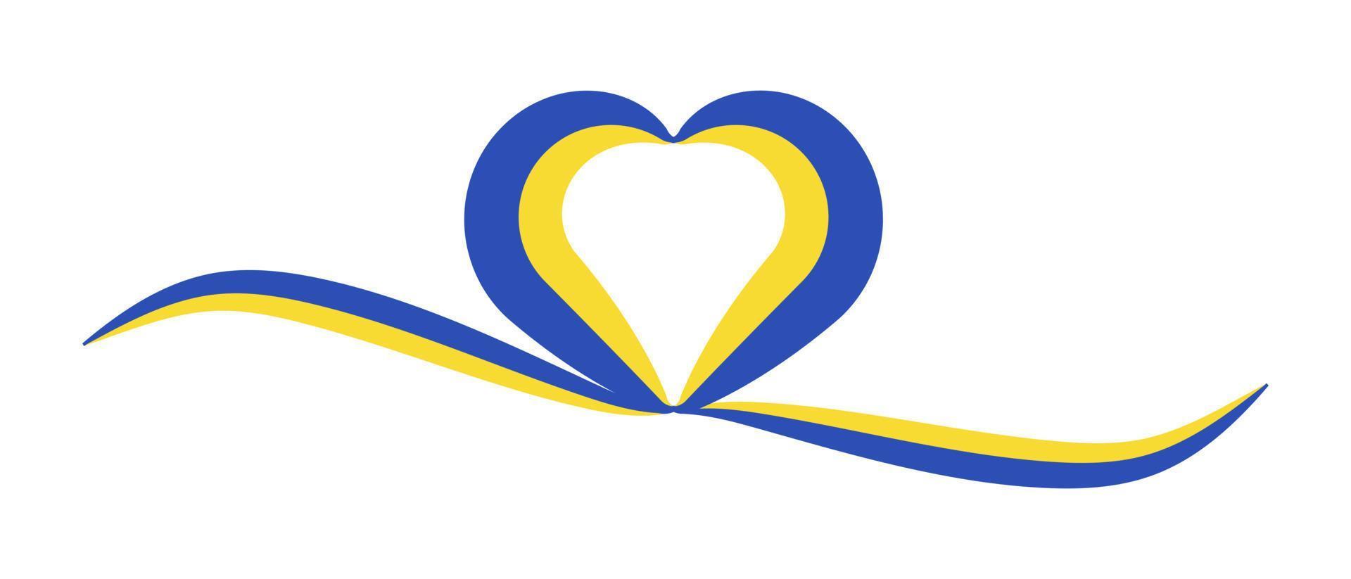 Ukraine flag heart banner ribbon isolated on white background. Vector illustration
