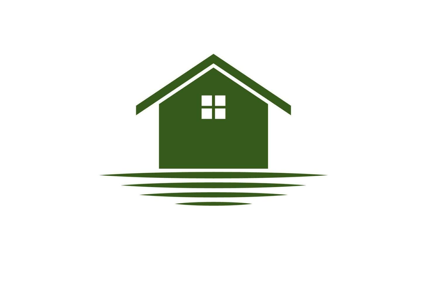 Simple Water Beach Lake River Creek House Cabin Cottage Villa Chalet Logo Design Vector