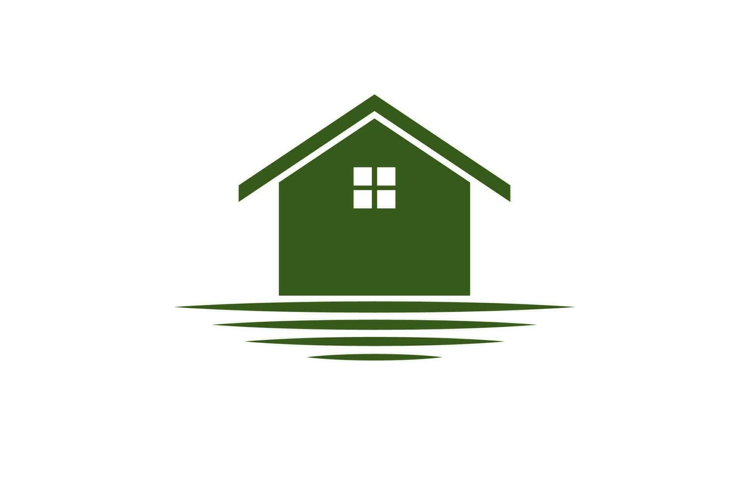 Simple Water Beach Lake River Creek House Cabin Cottage Villa Chalet Logo Design Vector