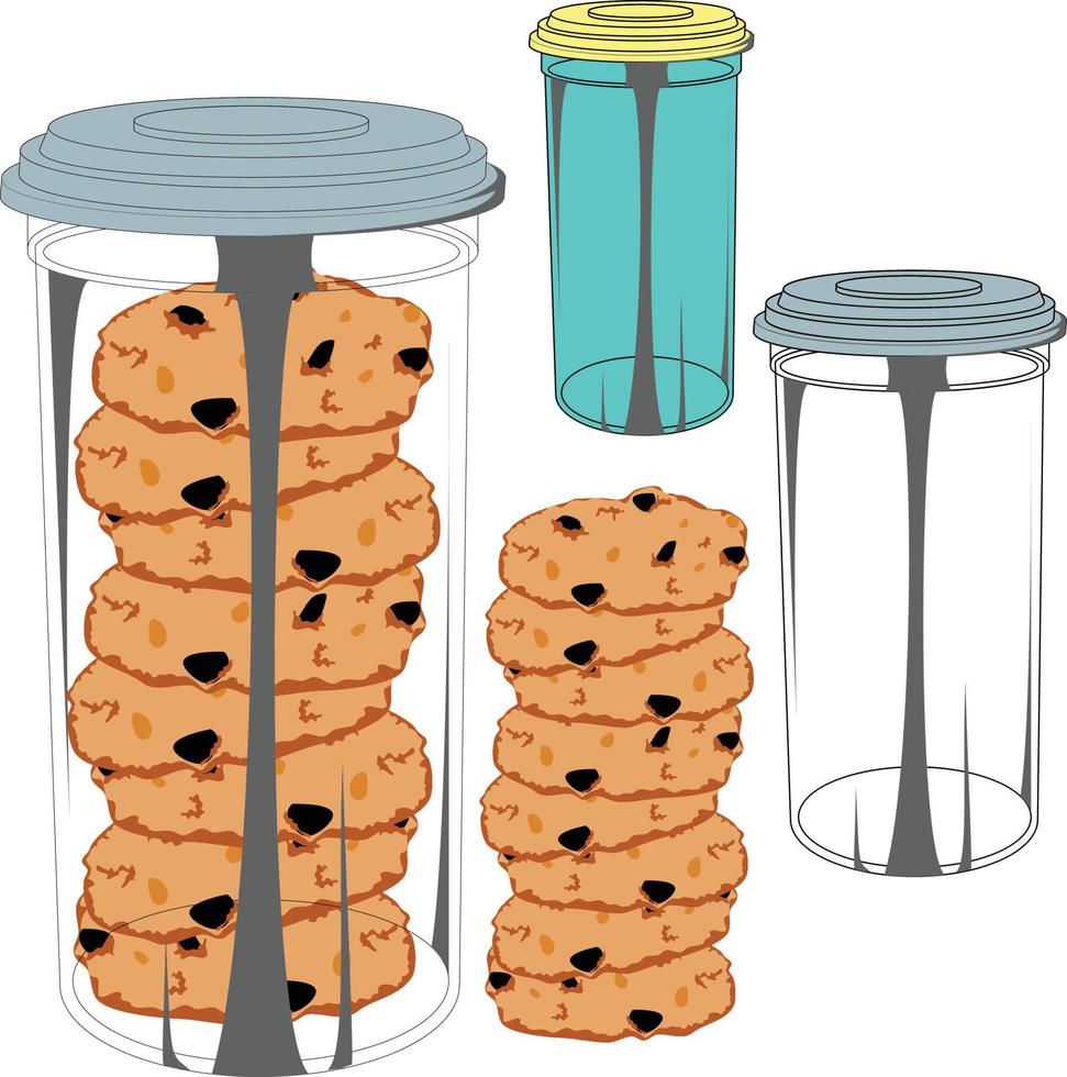 Ilustración de vector de tarro y galletas dibujado a mano