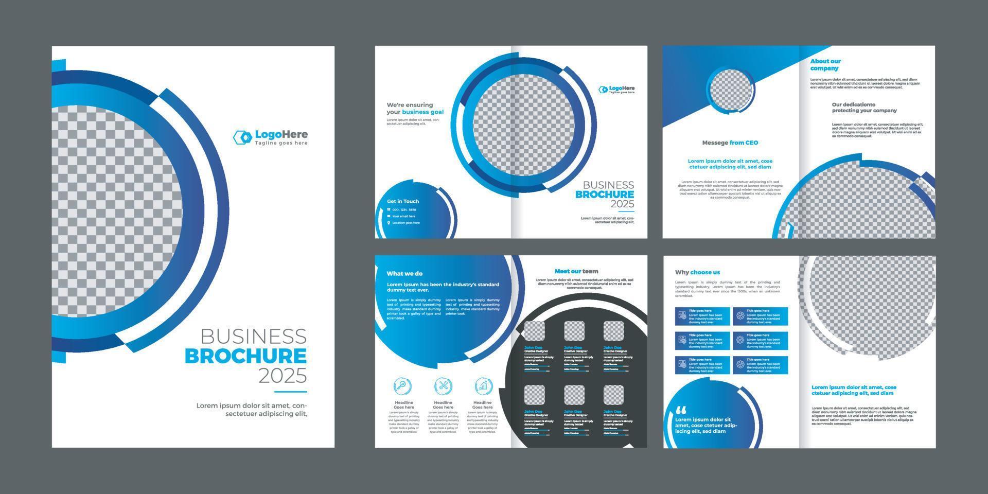 Folleto de negocios multipropósito de 8 páginas, propuesta, plantilla de informe anual. vector