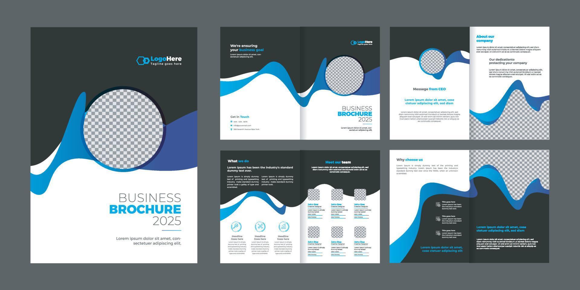 Multipurpose 8 pages business brochure, proposal, annual report template vector