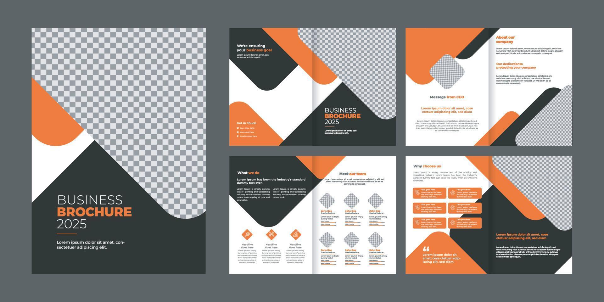 Multipurpose 8 pages business brochure, proposal, annual report template vector