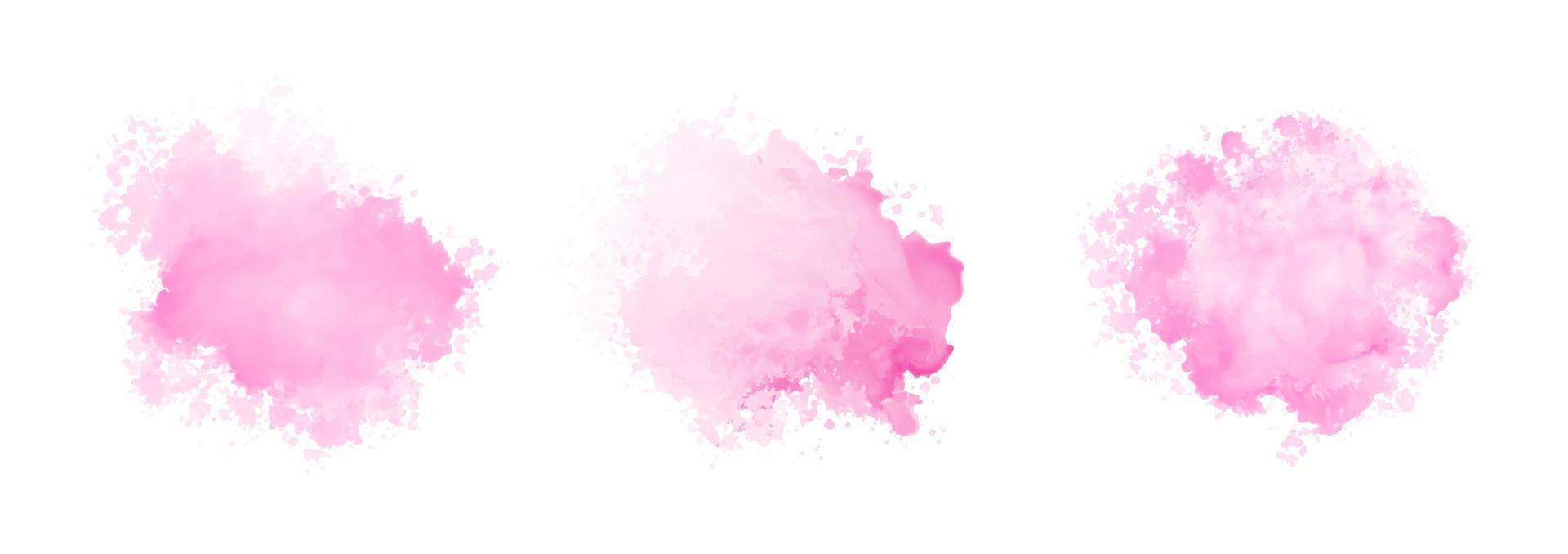 juego de salpicaduras de agua de acuarela rosa abstracta. textura de acuarela vectorial en color rosa vector