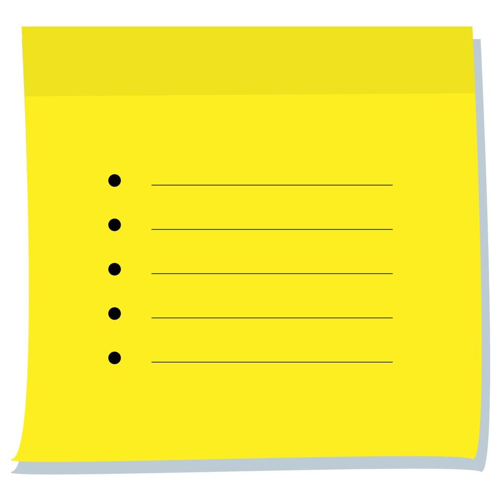 Yellow sticker sheet with lined lines and dotted markers. Template for an inscription. vector