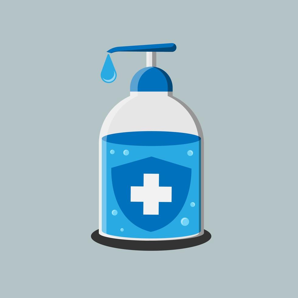 Disinfection. Hand sanitizer bottle, washing gel. Vector illustration