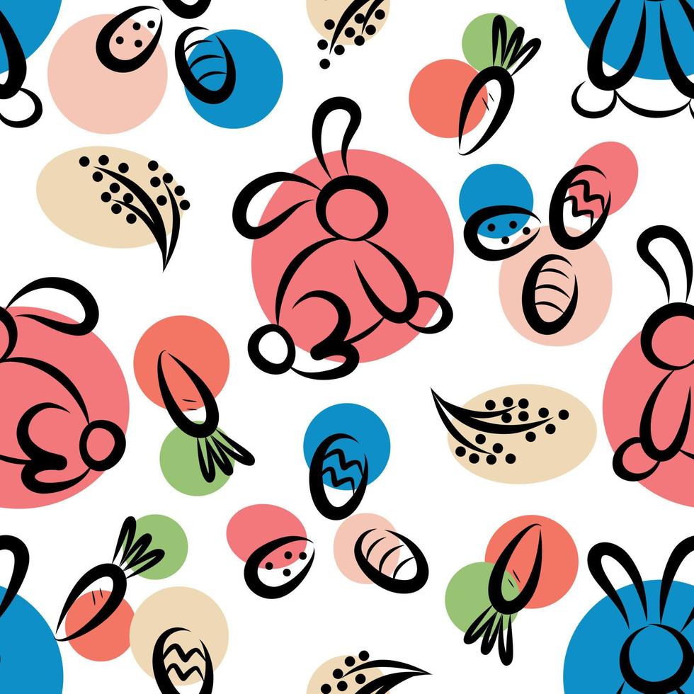 Pattern with bunnies and carrots for Easter vector