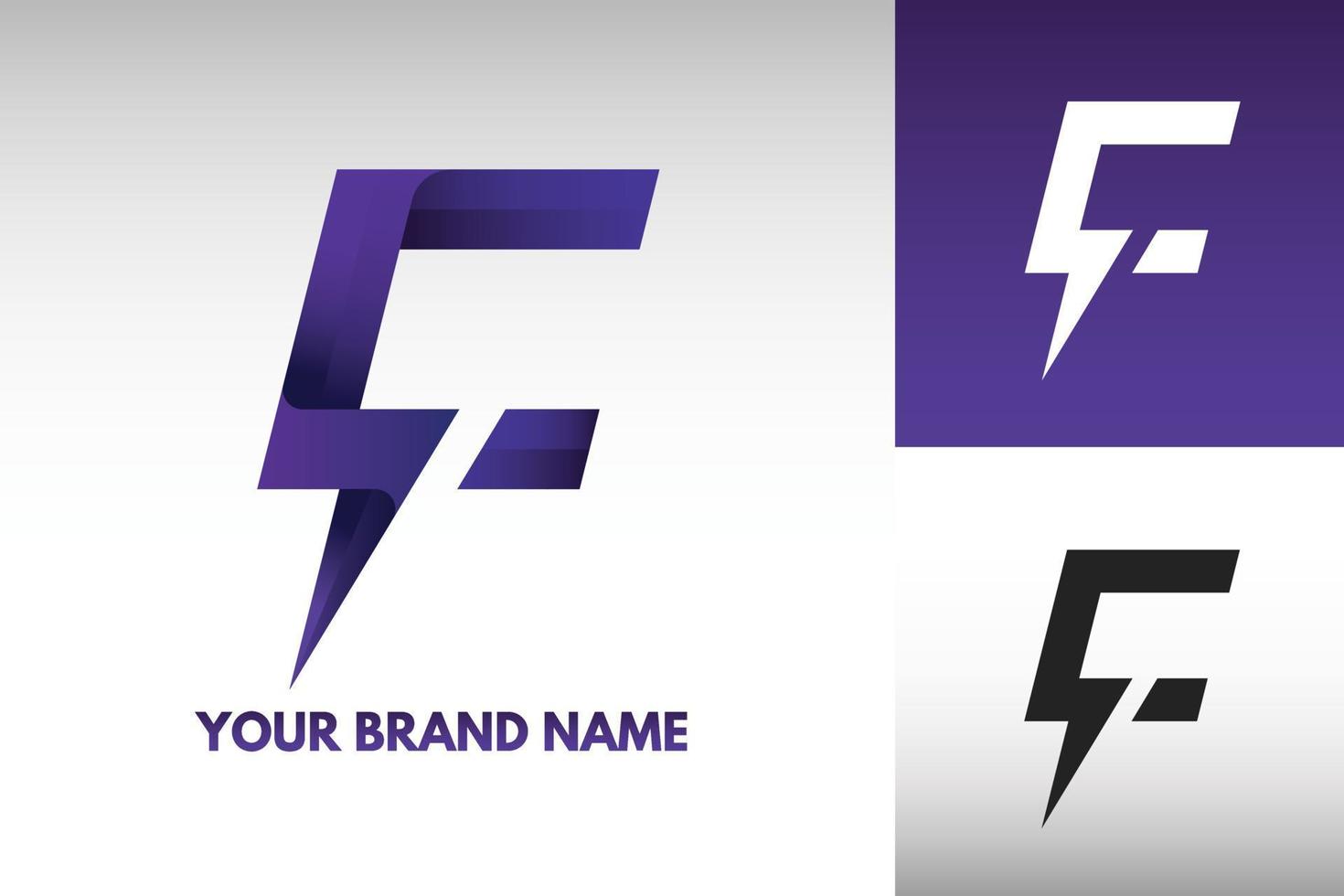 Logo C letter Monogram Vector Electric Power Thunder Style Art Design Gradient