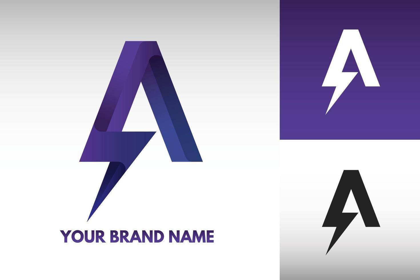 Logo A letter Monogram Vector Electric Power Thunder Style Art Design Gradient