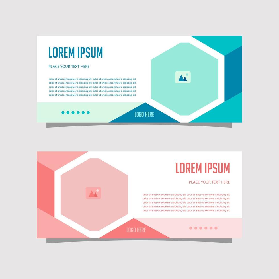 Vector Design Banner Background In Two Colors, blue and pink