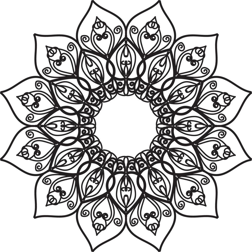 Cute Lineart Flower Indian Pattern Black And White Kaleidoscope vector