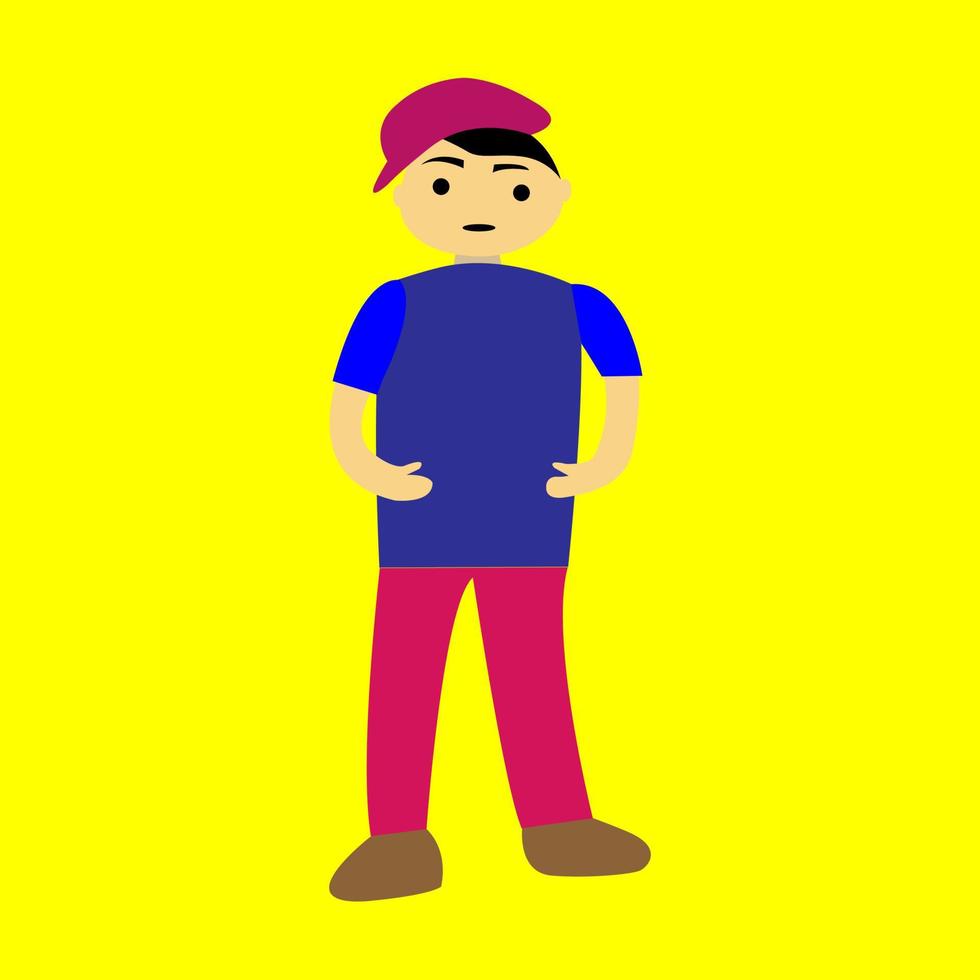 vector of a teenager standing wearing a hat