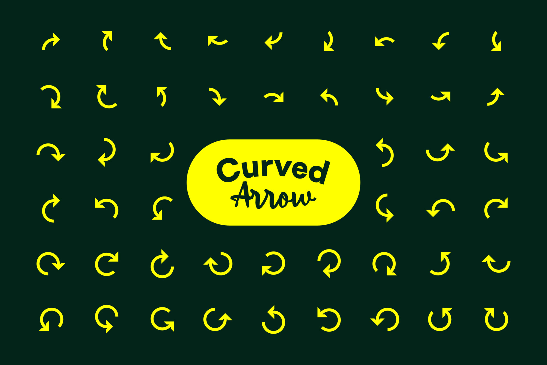 Curved directional vector arrow objects with left right up down