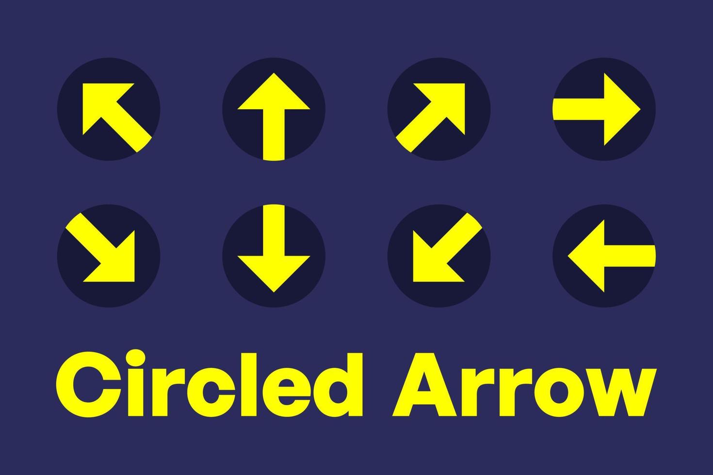 Circled arrow vector objects with up, down, left, right multiple direction.