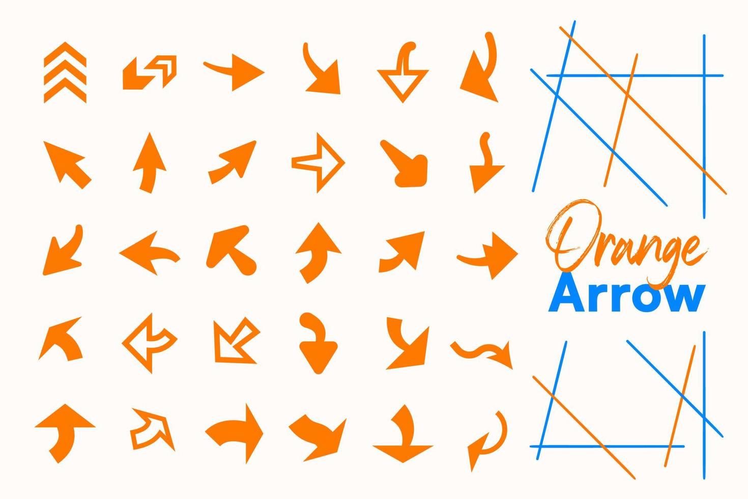 Orange arrow collection vector for content marketing, presentation, navigation.