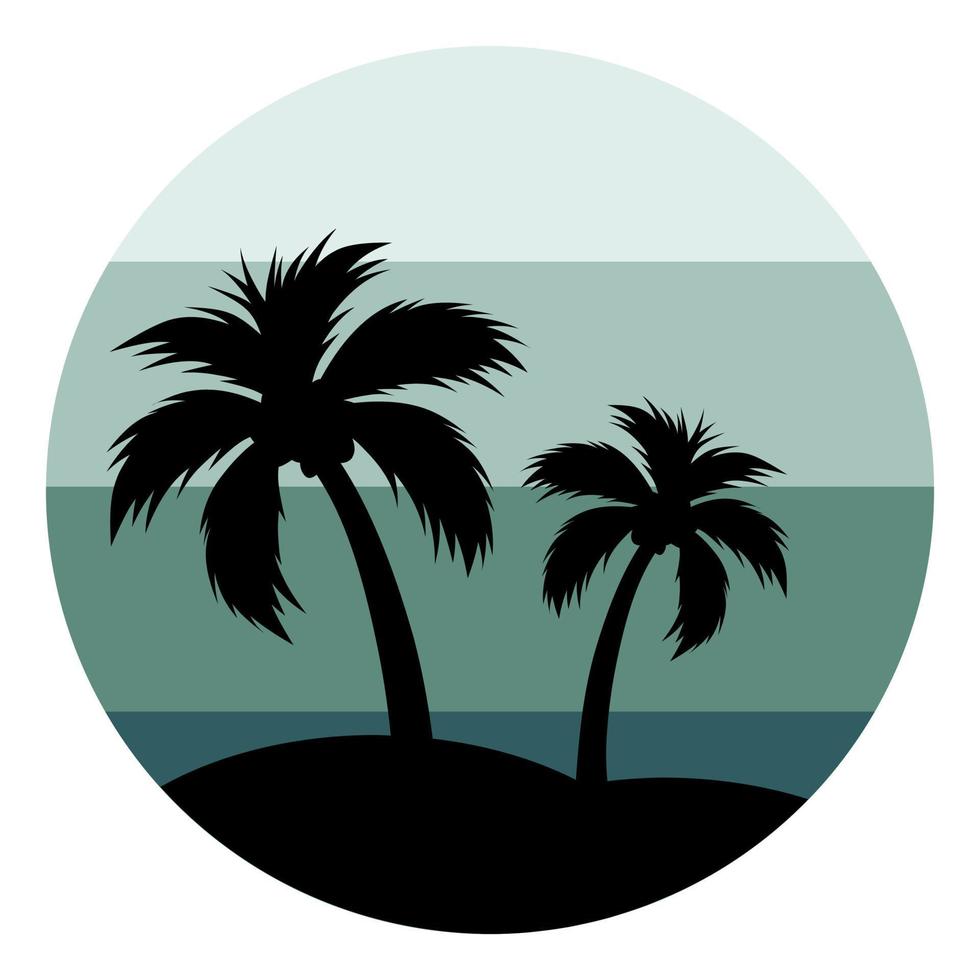 a mix of vintage colors with palm tree silhouettes vector