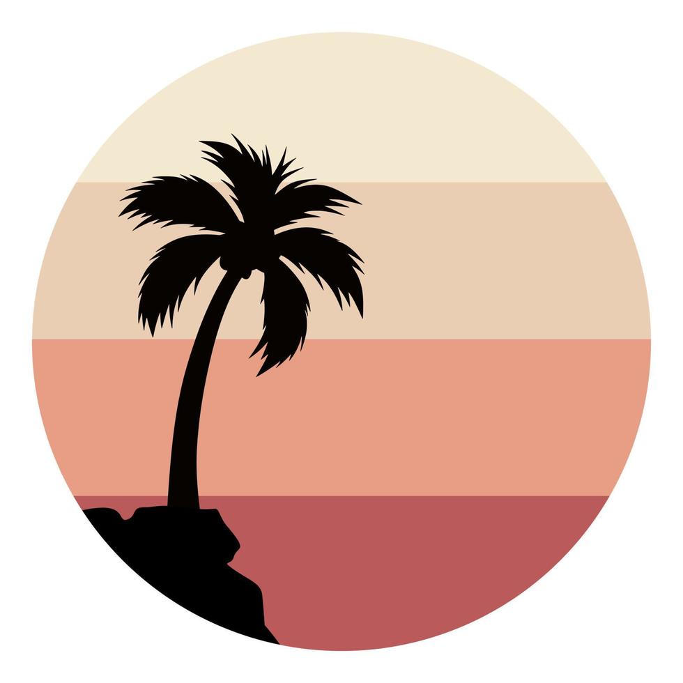 a mix of vintage colors with palm tree silhouettes vector