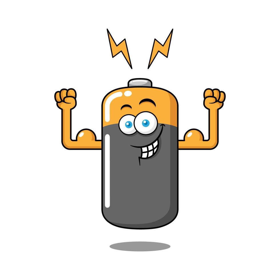 personaje de dibujos animados de batería de energía vector