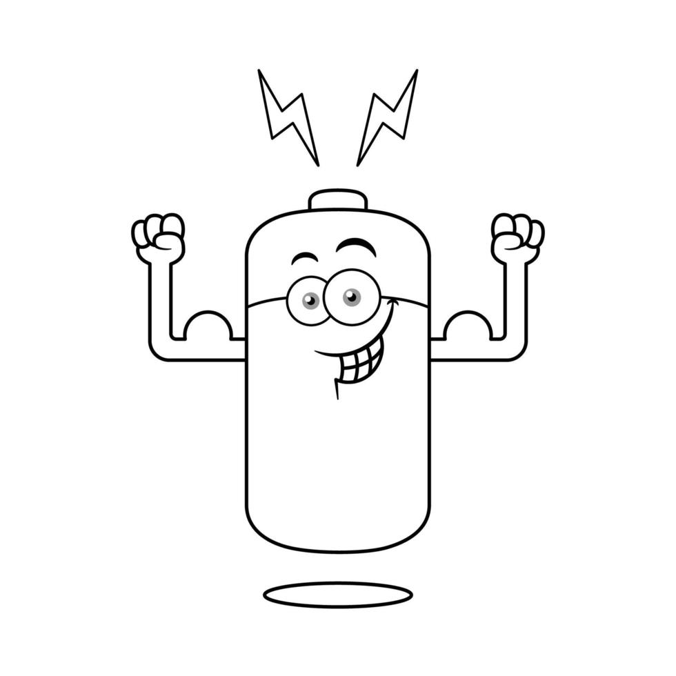 personaje de dibujos animados de batería de energía en blanco y negro  6296677 Vector en Vecteezy