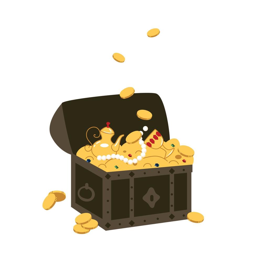 A pirate chest with gold and jewels vector