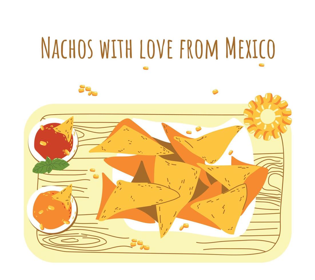 Nachos crispy chips from Mexico vector