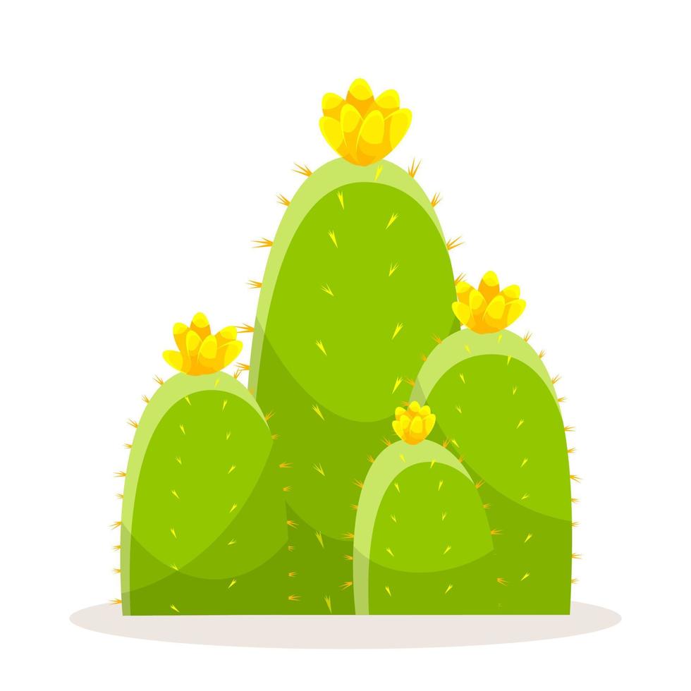 conjunto de cactus con espinas y flores. cactus de plantas verdes mexicanas con espinas. elemento del desierto y el paisaje del sur. ilustración vectorial plana de dibujos animados. aislado sobre fondo blanco. vector