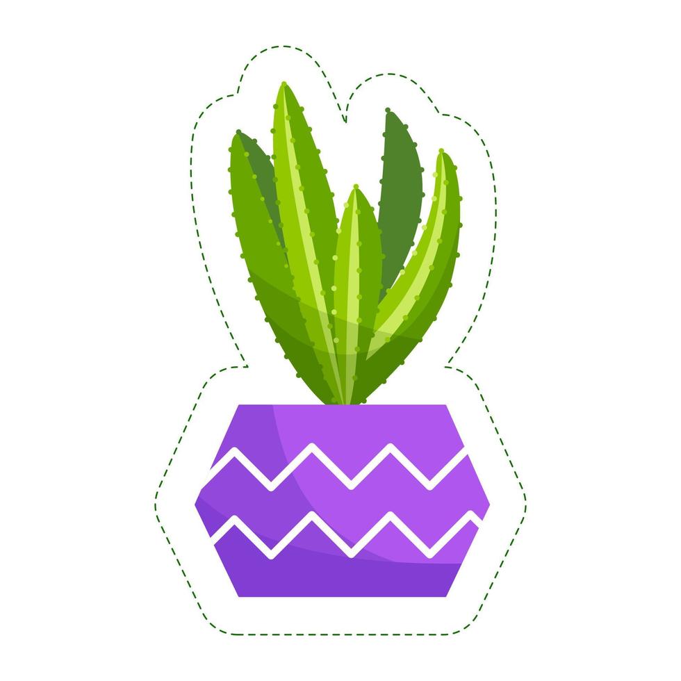 pegatina cactus y plantas suculentas en macetas. juego de pegatinas vectoriales de lindos cactus verdes y suculentas en macetas. colección de plantas de interior en macetas. aislado sobre fondo blanco vector