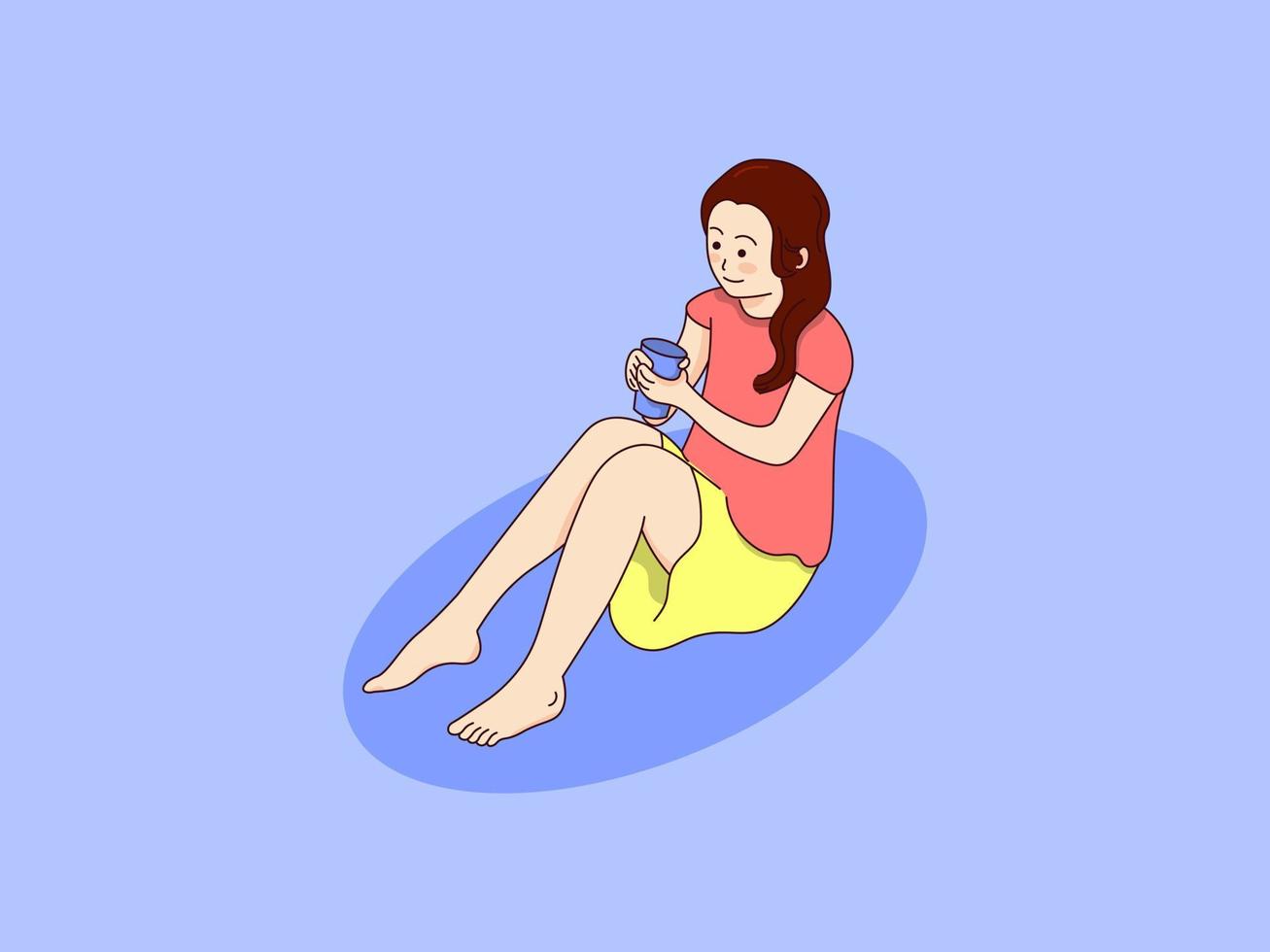 Illustration of Young People Sit Back and Enjoy a Drink vector
