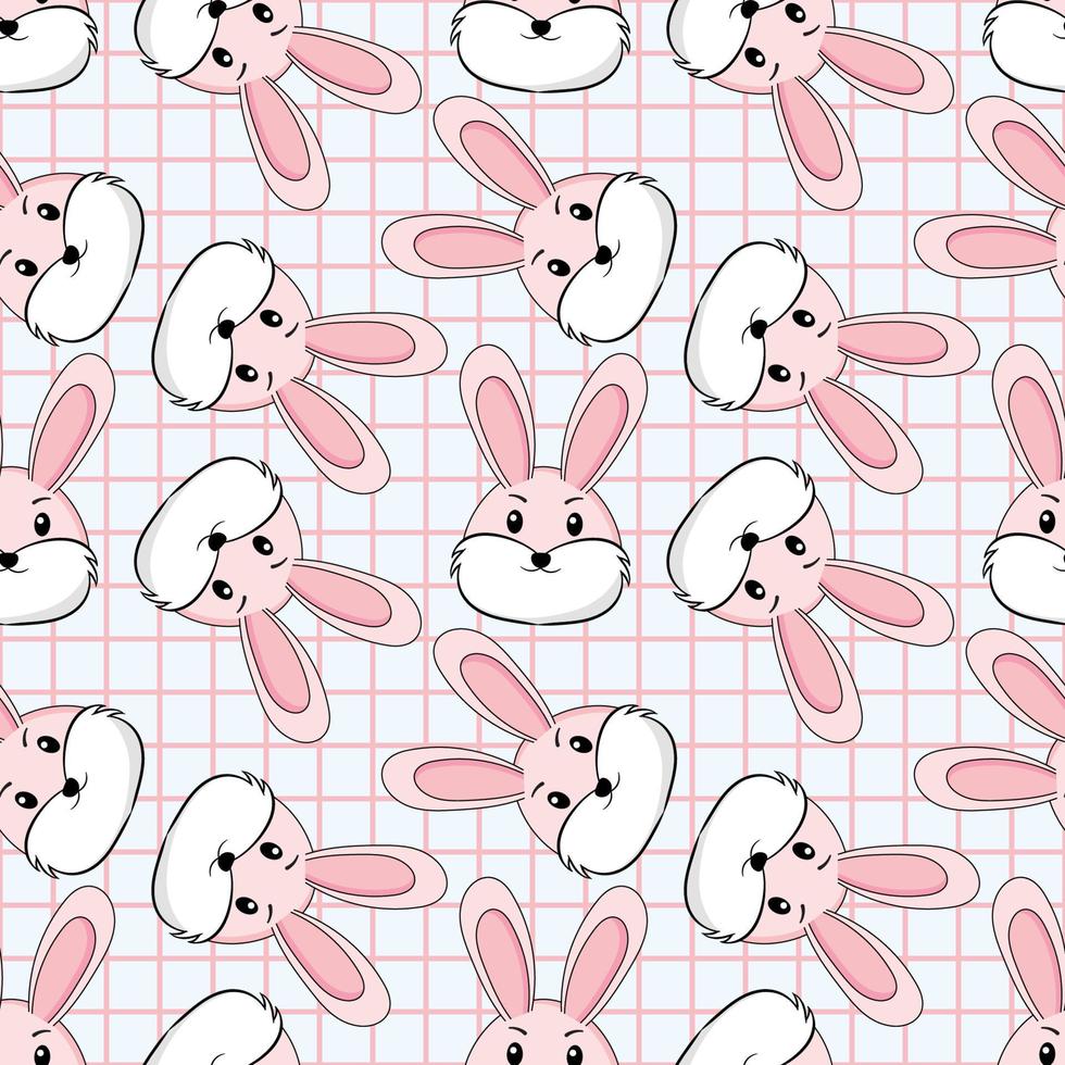 Background cute bunny pink 2d asset for user interface. Cartoon colorful Fantasy Seamless Pattern. vector