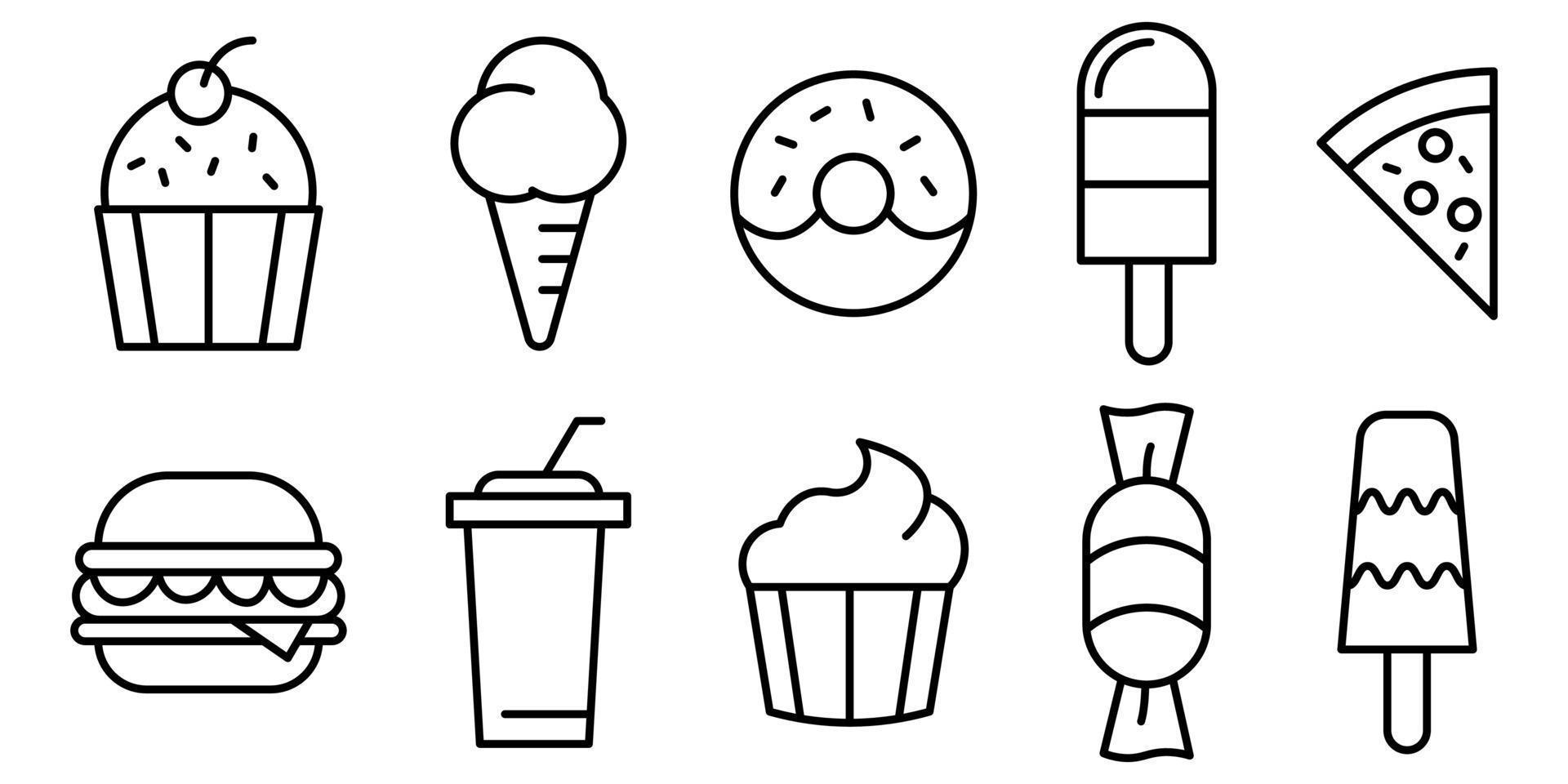 Food vector line icons pack, Vector illustration eps.10