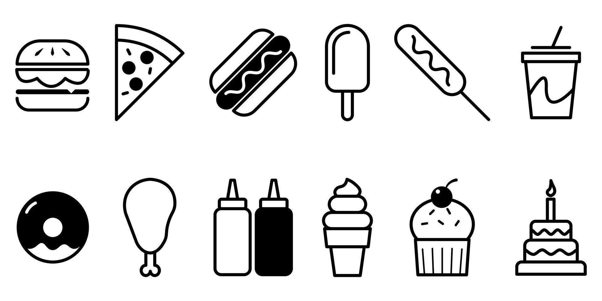 paquete de iconos de línea vectorial de alimentos, ilustración vectorial eps.10 vector