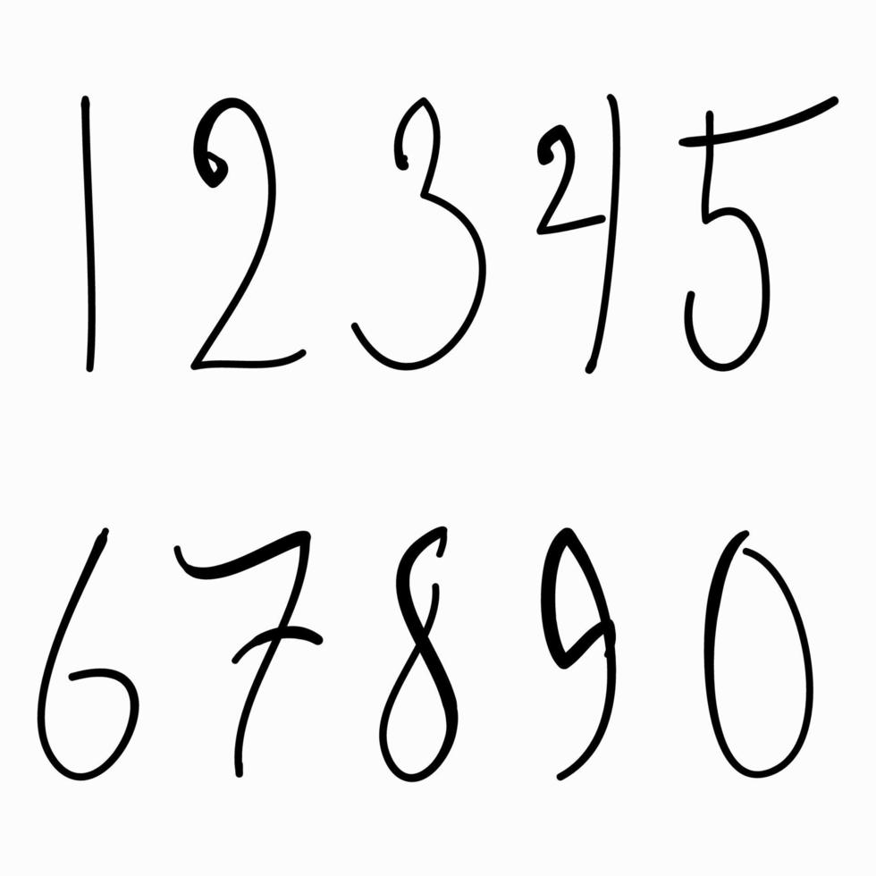 conjunto de números dibujados y esbozados a mano. ilustración vectorial eps.10 vector