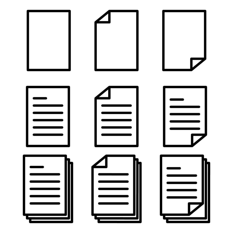 conjunto de iconos de vector de documento o archivo, ilustración vectorial eps.10