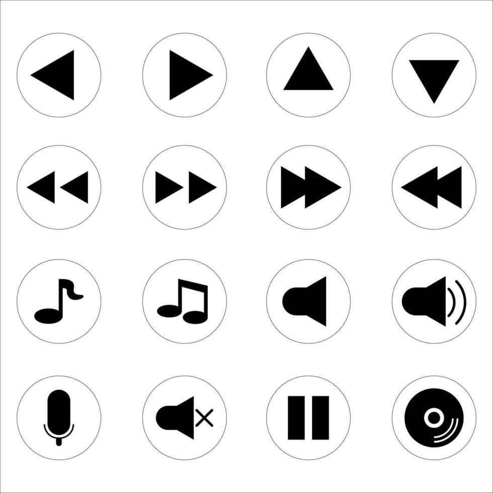 conjunto de iconos de música de sonido, signos y símbolos de audio, iconos de música vectorial vector