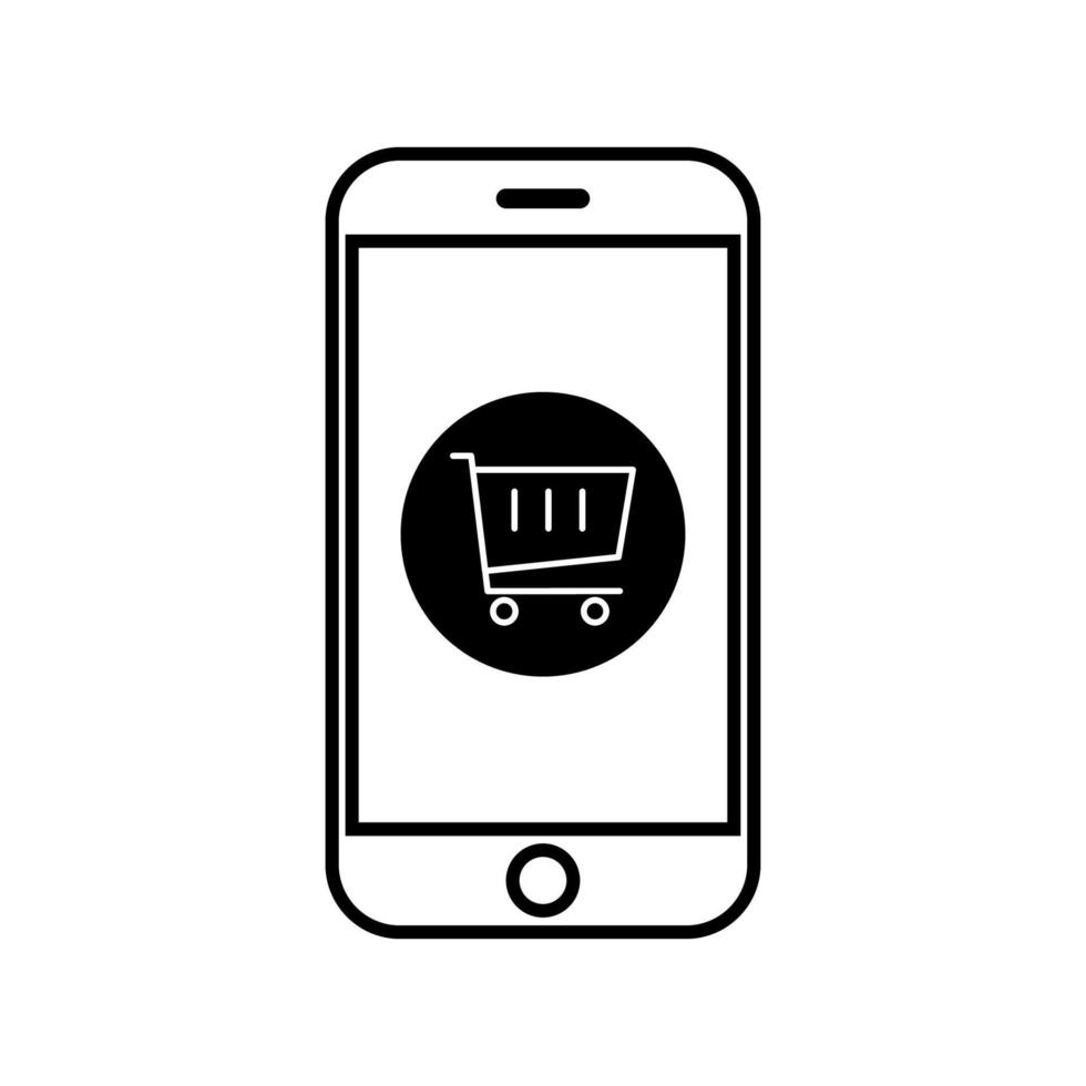 Phone and cart, shoping by mobile, E-commerce, shoping online vector illustration