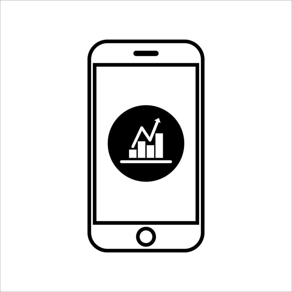 Phone and chart, Online business is increasing, Finance, Vector illustration