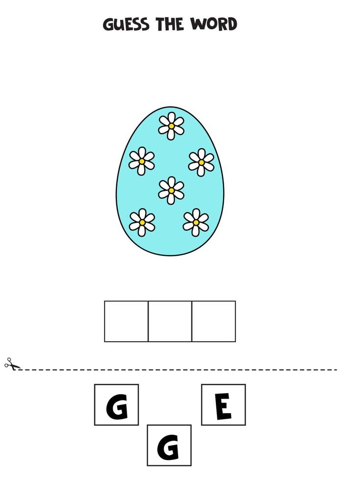 Spelling game for kids. Cute cartoon Easter egg. vector