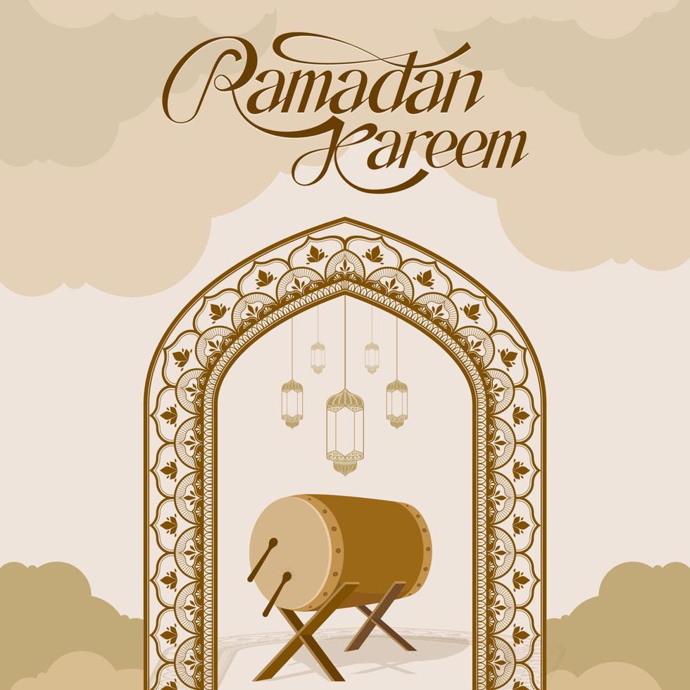 post feed content ramadan kareem. square content speech. illustrations, frames, mosques, ornaments. vector