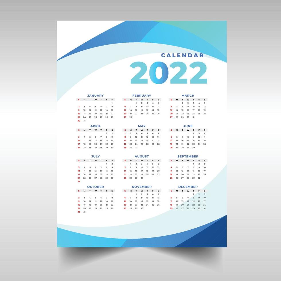 plantilla de diseño de una página de calendario vector