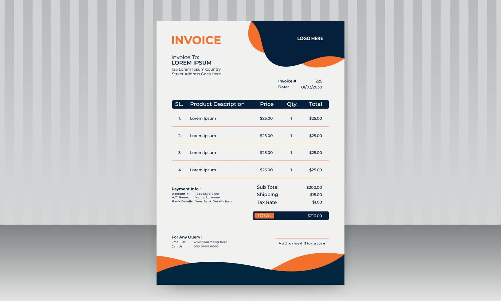 Modern Invoice design vector template