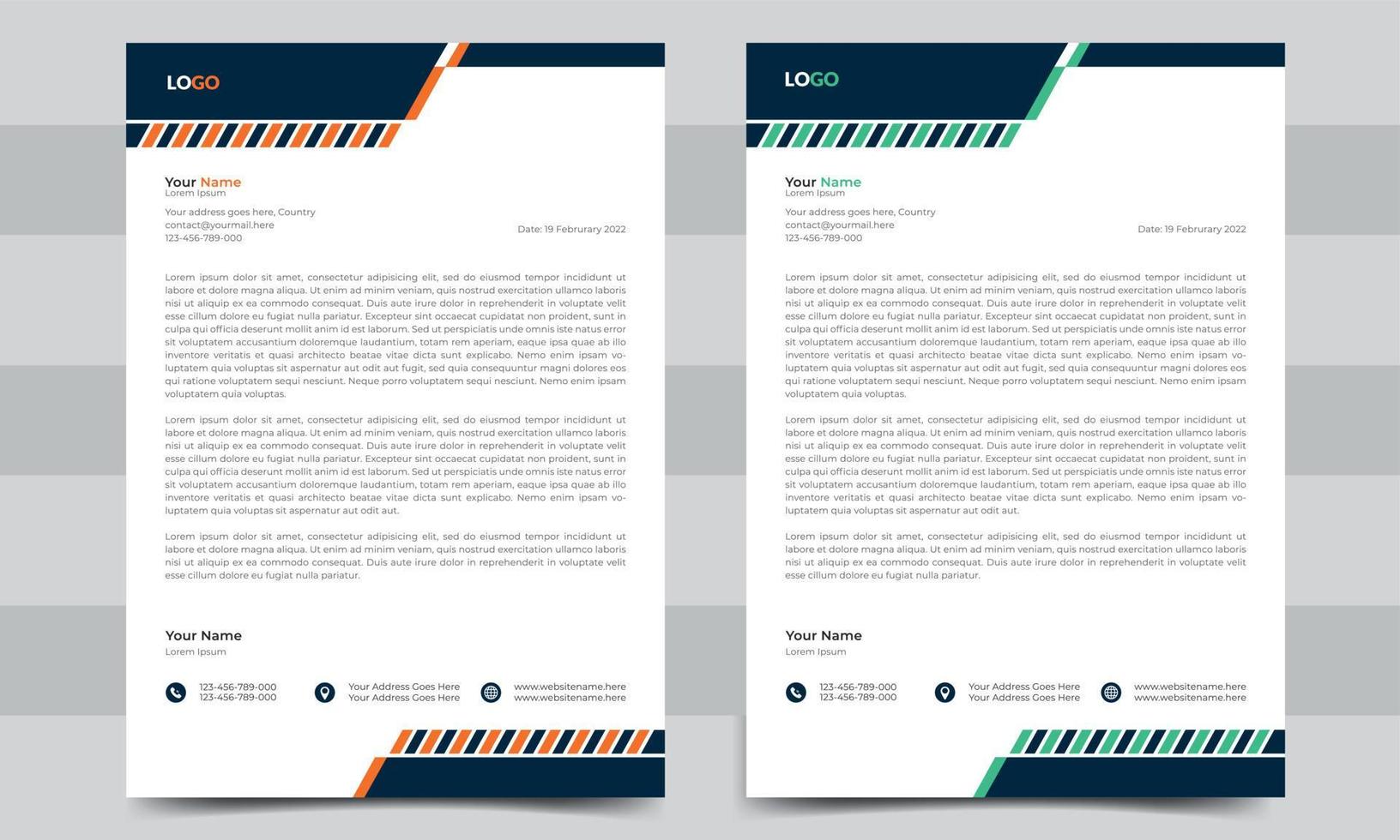 Professional and modern abstract business letterhead vector template