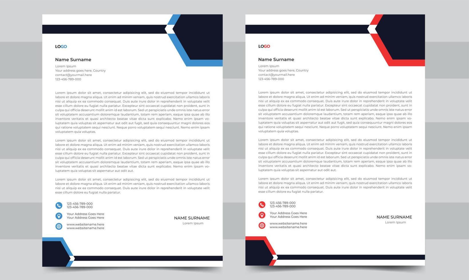 Professional creative letterhead vector template design