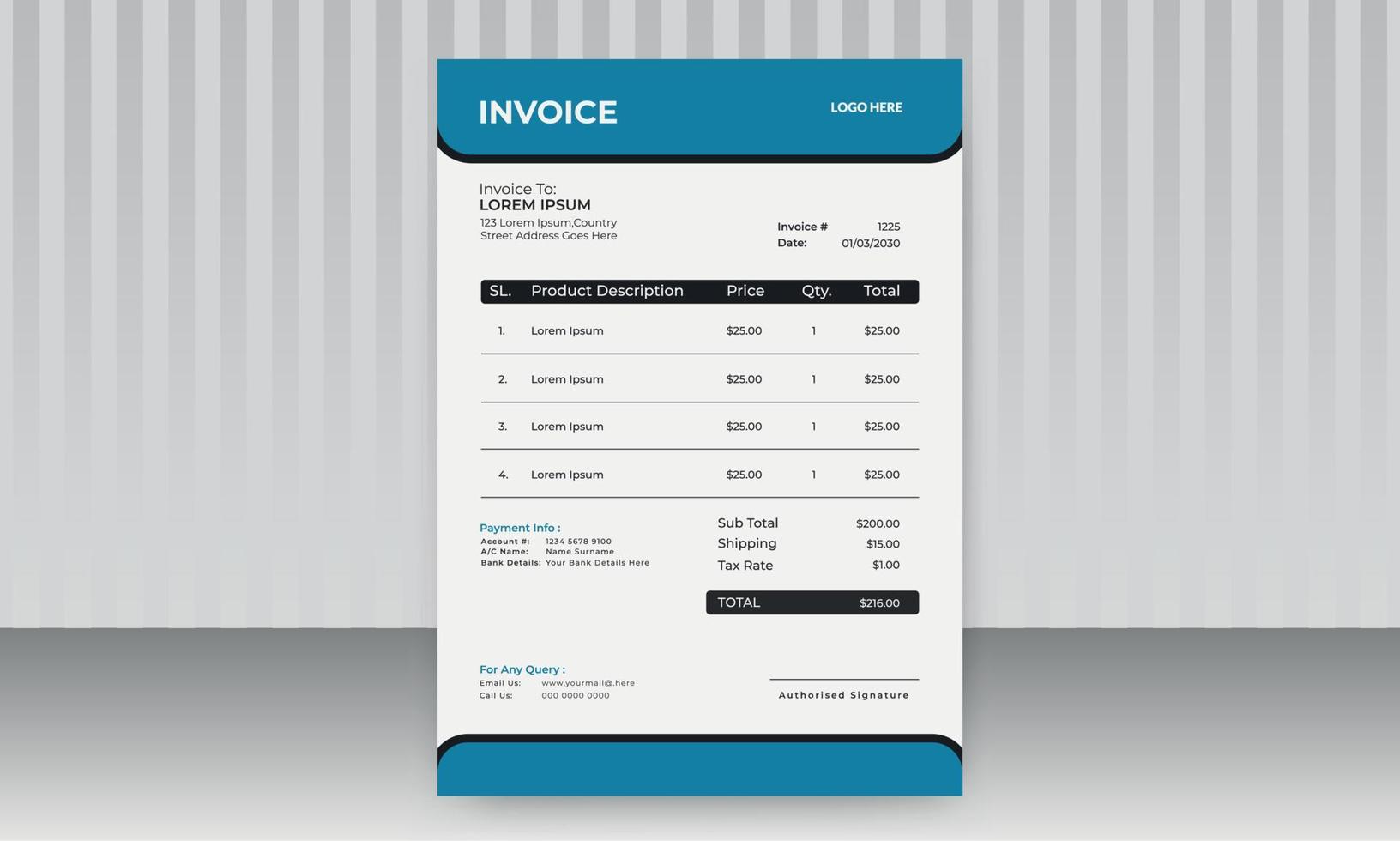 Business Invoice design vector template