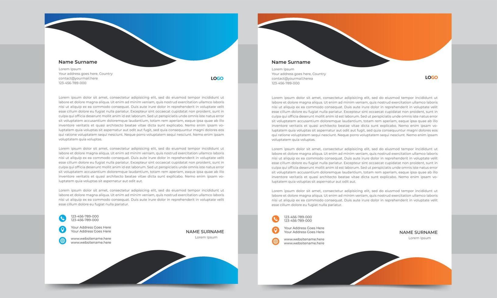 Professional and modern corporate letterhead vector template