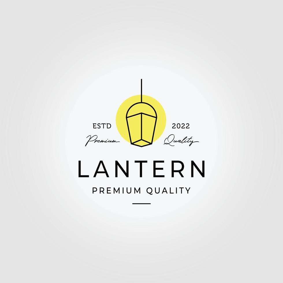 Chandelier Lantern Logo Icon Line Art Vector Illustration Design