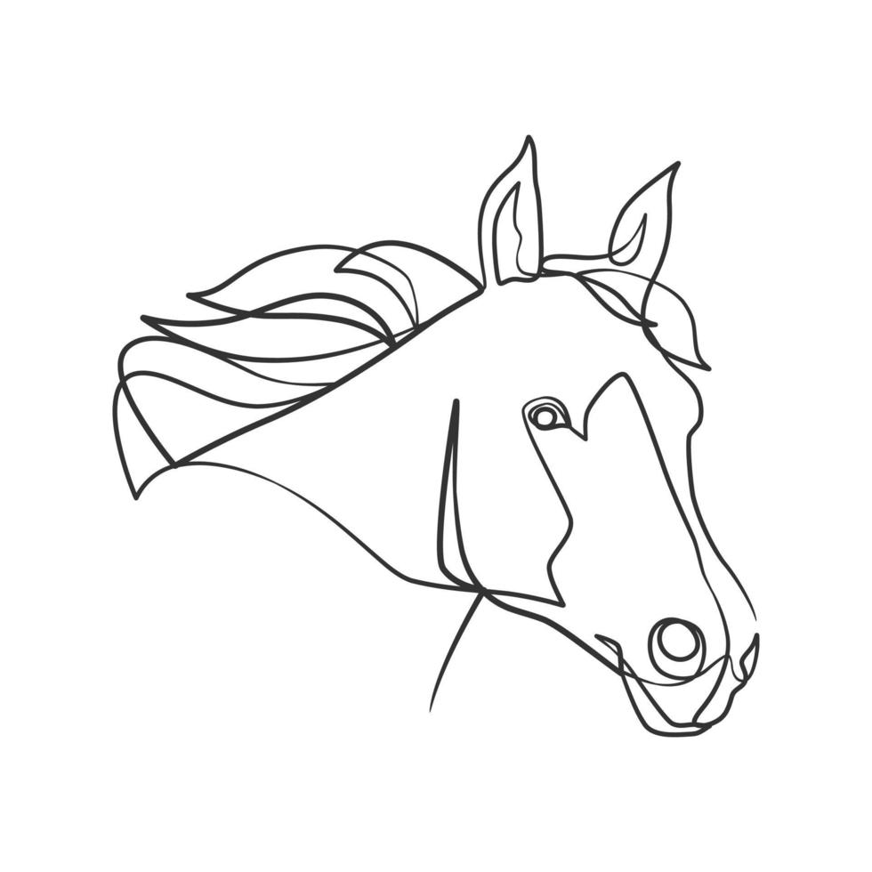 Continuous line drawing of horse head vector