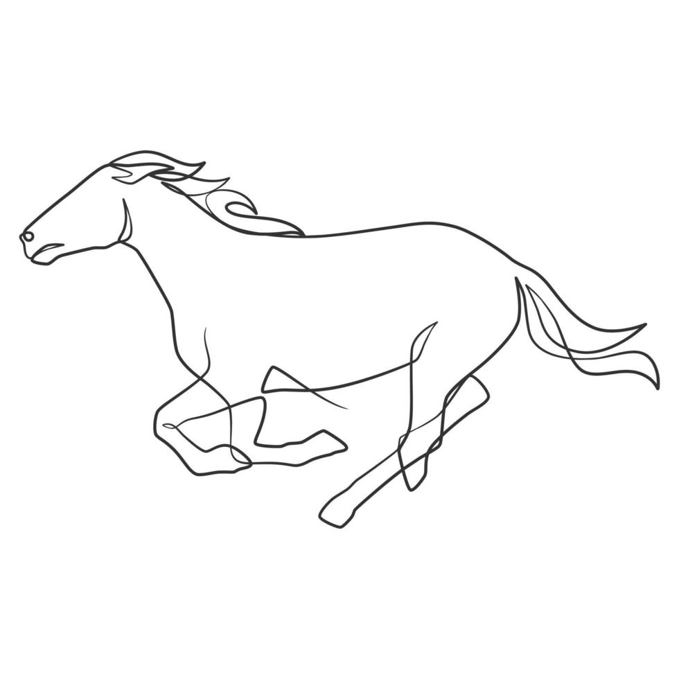 dibujo de línea continua de caballo vector