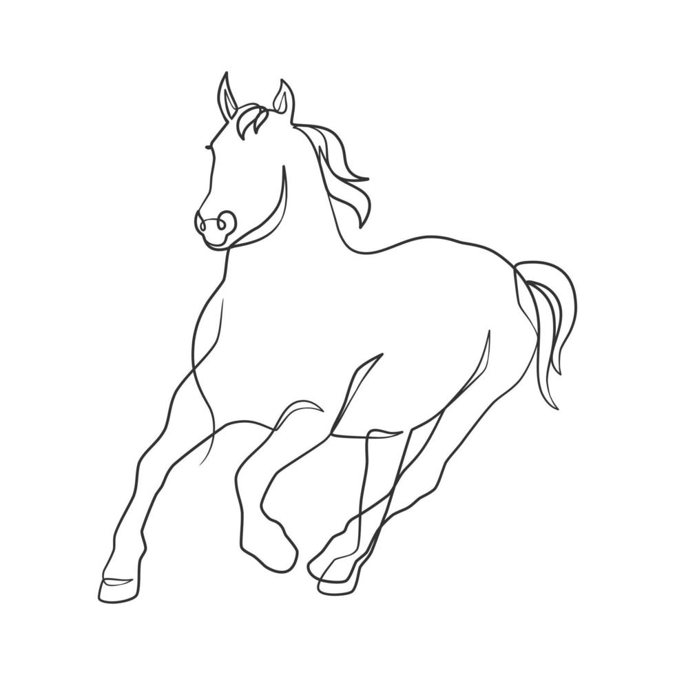 Continuous line drawing of horse vector